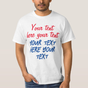 Red Blue Calligraphy Jouw tekst Here Replace Sloga T-shirt