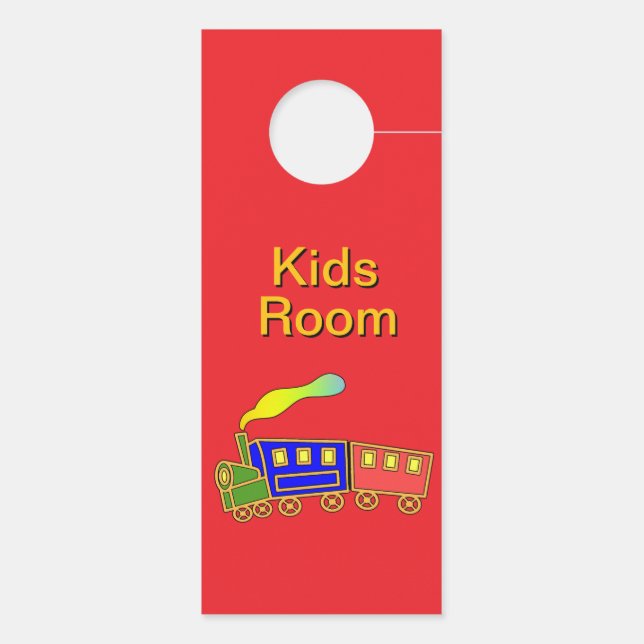 Red Blue Choo Choo Train Kinder kamer Deurhanger (Achterkant)