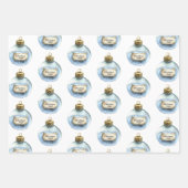 Red Blue Christmas Magic Santa Bunny Rabbit Inpakpapier Vel (Voorkant 3)