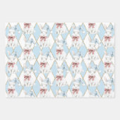 Red Blue Christmas Magic Santa Bunny Rabbit Inpakpapier Vel (Voorkant)