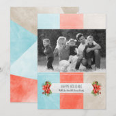 Red Blue Color Block Holiday-fotokaart Feestdagenkaart (Voorkant / Achterkant)