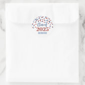 Red Blue Confetti Afstuderen 2025 Ronde Sticker (Tas)