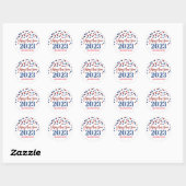 Red Blue Confetti Happy Nieuwjaar 2023 Ronde Sticker (Vel)
