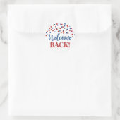 Red Blue Confetti Welcome Back Round Sticker (Tas)