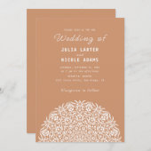 Red & Blue Coral Reef Marble Stone Mandala Wedding Kaart (Voorkant / Achterkant)