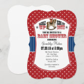 Red Blue Cowboy Baby shower Invitation Kaart (Voorkant / Achterkant)