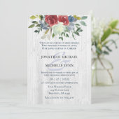 Red Blue Cream Floral White Wood Christelijk Wedde Kaart (Staand voorkant)