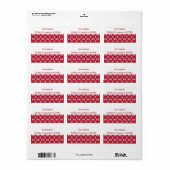 Red Blue & Crimson Christmas Argyle Adres Etiket (Full Sheet)