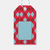 Red Blue & Crimson Christmas Argyle Cadeaulabel (Achterkant)