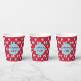 Red Blue & Crimson Christmas Argyle Papieren Bekers
