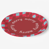 Red Blue & Crimson Christmas Argyle Papieren Bordje (Gekanteld)