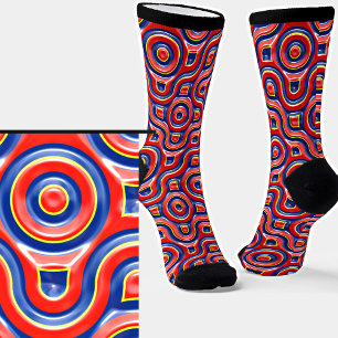 Red Blue Curved 3D Effect Sokken