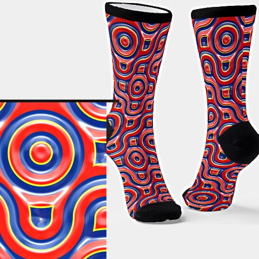 Red Blue Curved 3D Effect Sokken