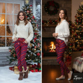 Red Blue Diagonal Stripes Ribbon Background Leggings