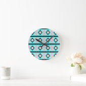 Red Blue Diamond Geometric Stripe Pattern Modern Ronde Klok (Huis)