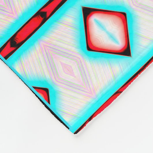 Red Blue Diamond Stripe Pattern Fleece Deken (Hoek)