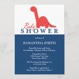 Red & Blue Dinosaur Theme Baby shower Kaart