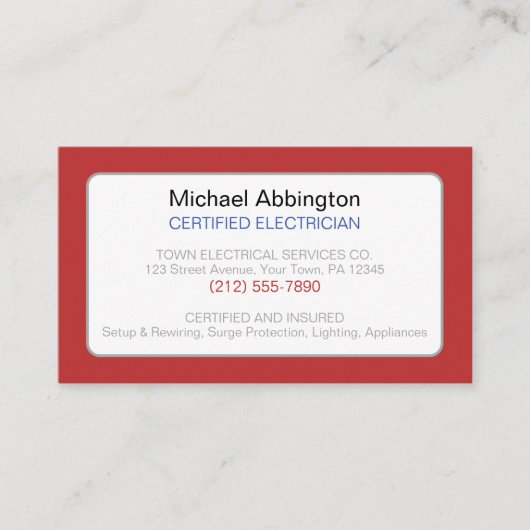 Red Blue Electrical Electrice Visitekaartje (Voorkant)