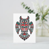 Red Blue en Black Haida Spirit Owl Briefkaart (Staand voorkant)