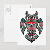 Red Blue en Black Haida Spirit Owl Briefkaart (Voorkant / Achterkant)