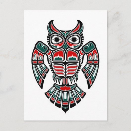 Red Blue en Black Haida Spirit Owl Briefkaart (Voorkant)