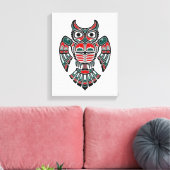 Red Blue en Black Haida Spirit Owl Canvas Afdruk (Insitu (Woonkamer))