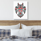 Red Blue en Black Haida Spirit Owl Canvas Afdruk (Insitu (Slaapkamer))