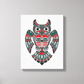 Red Blue en Black Haida Spirit Owl Canvas Afdruk (Voorkant)