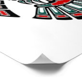 Red Blue en Black Haida Spirit Owl Poster (Hoek)