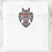 Red Blue en Black Haida Spirit Owl Ronde Sticker (Tas)