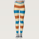 Red Blue en Cream Band Pattern Leggings (Voorkant)
