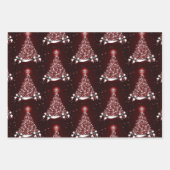 Red Blue en Green Silver Tree Motif Inpakpapier Vel (Voorkant)