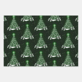 Red Blue en Green Silver Tree Motif Inpakpapier Vel (Voorkant 3)