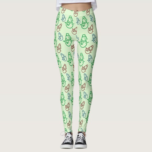 Red Blue en Green Snowman Leggings (Voorkant)