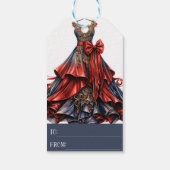 Red Blue Fantasy Dress Gift Label, Kerst Cadeaulabel (Achterkant)
