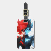 Red Blue Fire Ice Comic Style Anime Meisje Bagagelabel (Voorkant verticaal)
