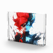 Red Blue Fire Ice Comic Style Anime Meisje Fotoblokken (Rechts)