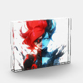 Red Blue Fire Ice Comic Style Anime Meisje Fotoblokken (Links)