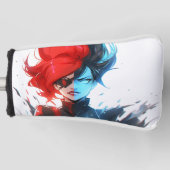 Red Blue Fire Ice Comic Style Anime Meisje Golfheadcover (Voorkant)