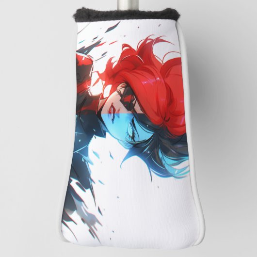 Red Blue Fire Ice Comic Style Anime Meisje Golfheadcover (Draai 90)