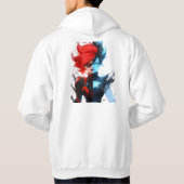 Red Blue Fire Ice Comic Style Anime Meisje Hoodie (Achterkant)