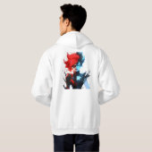 Red Blue Fire Ice Comic Style Anime Meisje Hoodie (Achterkant volledig)
