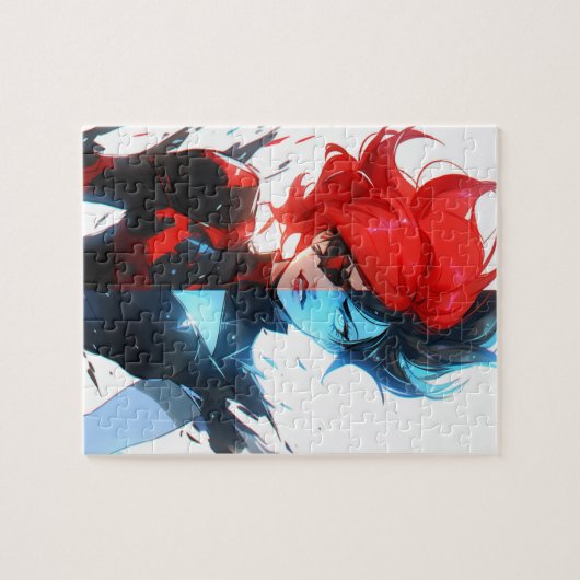 Red Blue Fire Ice Comic Style Anime Meisje Legpuzzel (Horizontaal)