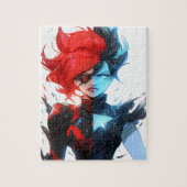 Red Blue Fire Ice Comic Style Anime Meisje Legpuzzel (Verticaal)