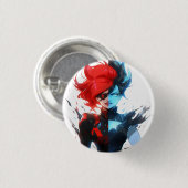 Red Blue Fire Ice Comic Style Anime Meisje Ronde Button 3,2 Cm (Voorkant /achterkant)