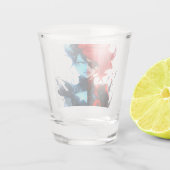 Red Blue Fire Ice Comic Style Anime Meisje Shot Glas (Achterkant)