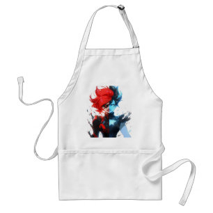 Red Blue Fire Ice Comic Style Anime Meisje Standaard Schort