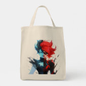 Red Blue Fire Ice Comic Style Anime Meisje Tote Bag (Achterkant)
