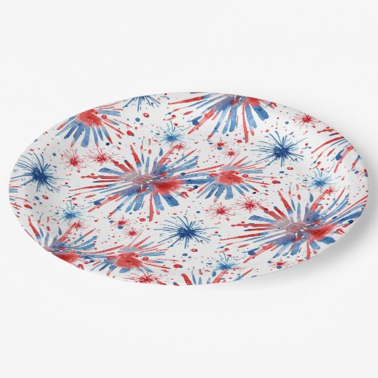 Red Blue Fireworks 4 juli Bord (Gekanteld)