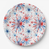 Red Blue Fireworks 4 juli Bord (Voorkant)